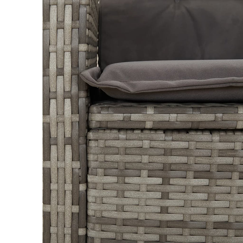 Set mobilier de grădină cu perne, 2 piese, gri, poliratan