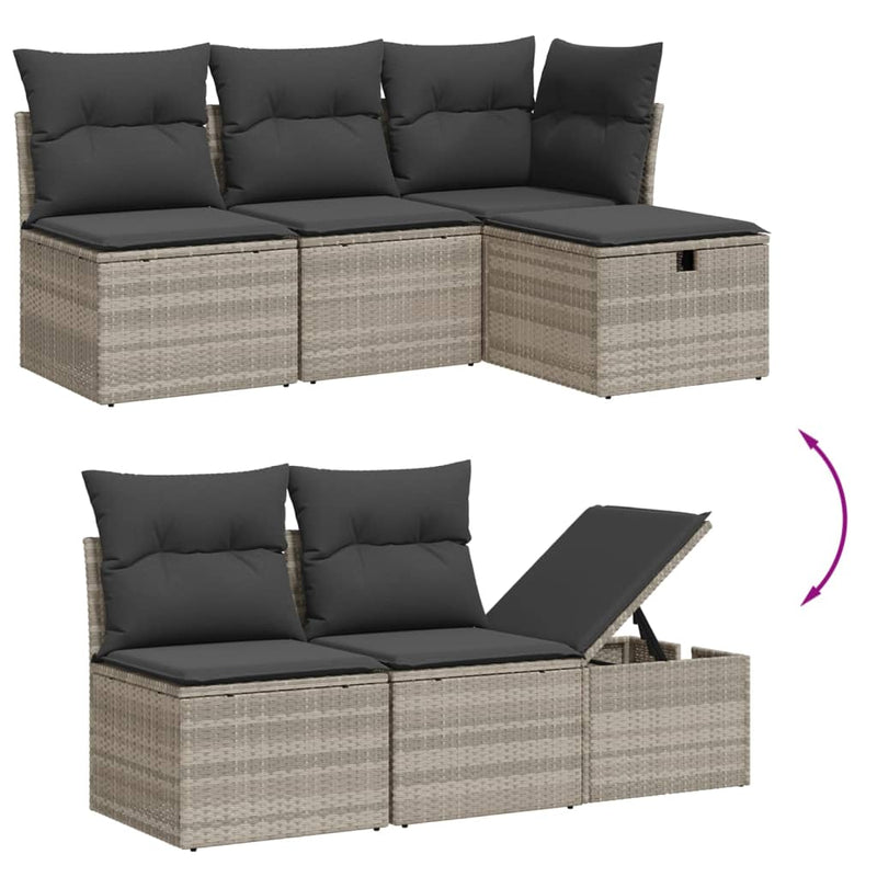 Set canapele de grădină cu perne, 5 piese gri deschis poliratan