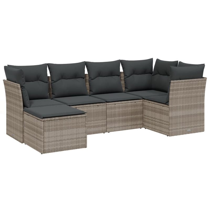 Set canapele de grădină cu perne, 6 piese gri deschis poliratan