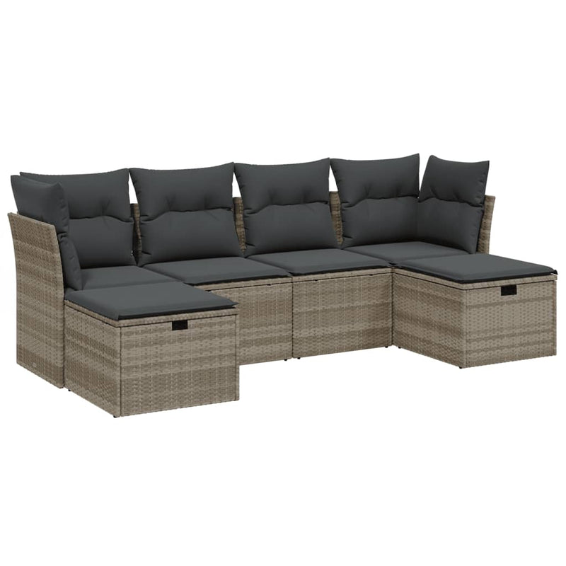 Set canapele de grădină cu perne, 6 piese gri deschis poliratan