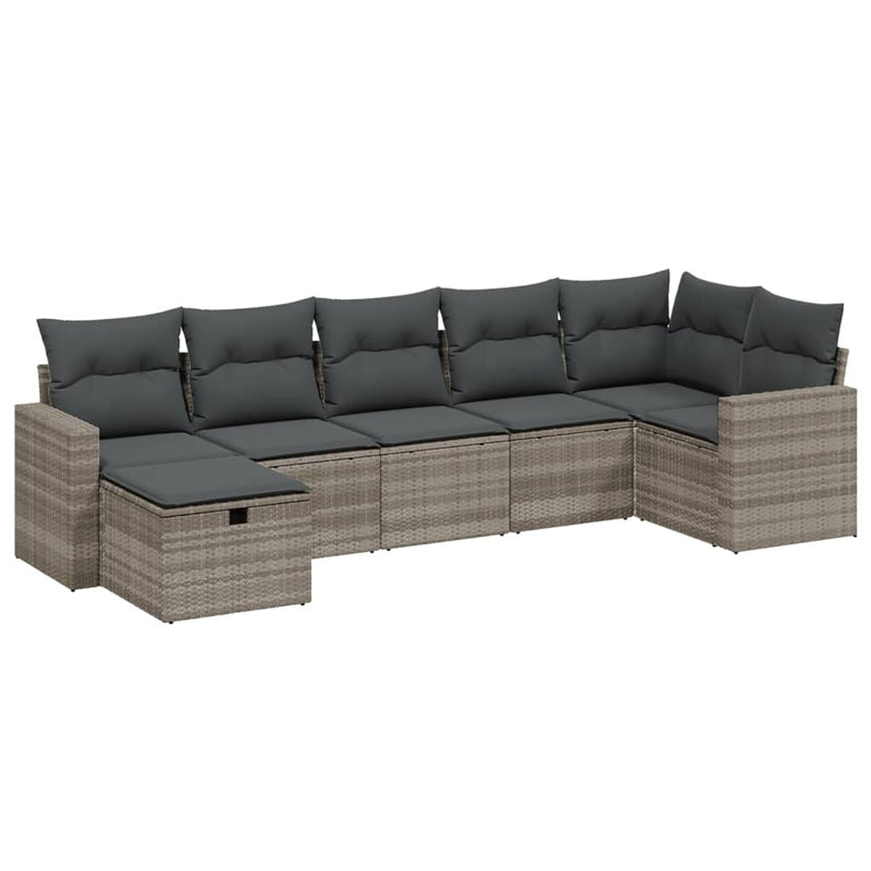 Set canapele de grădină cu perne, 7piese gri deschis poliratan