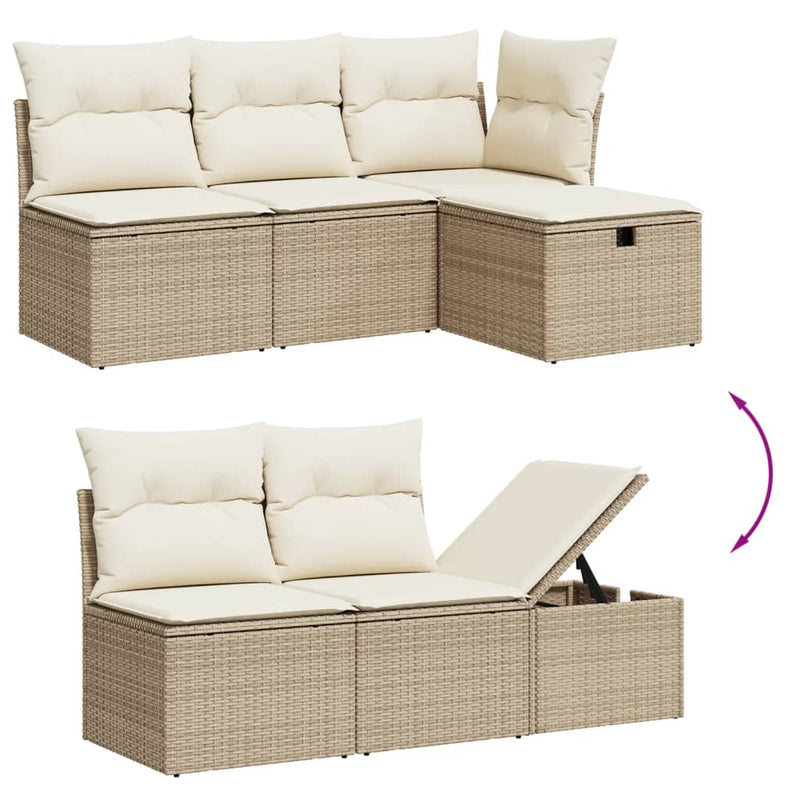 Set canapele de grădină, 7 piese, cu perne, bej, poliratan