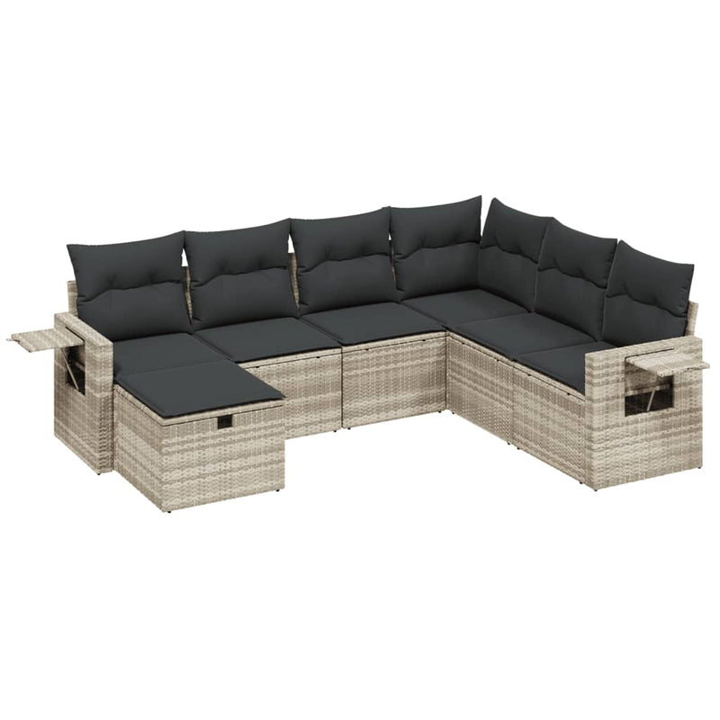 Set canapele de grădină cu perne, 7piese gri deschis poliratan