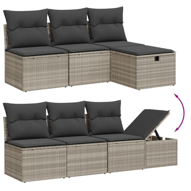 Set canapele de grădină cu perne, 7piese gri deschis poliratan