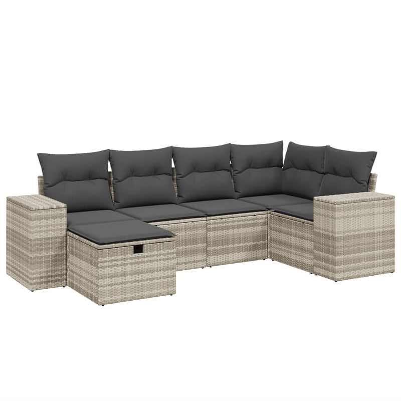 Set canapele de grădină cu perne, 6 piese gri deschis poliratan