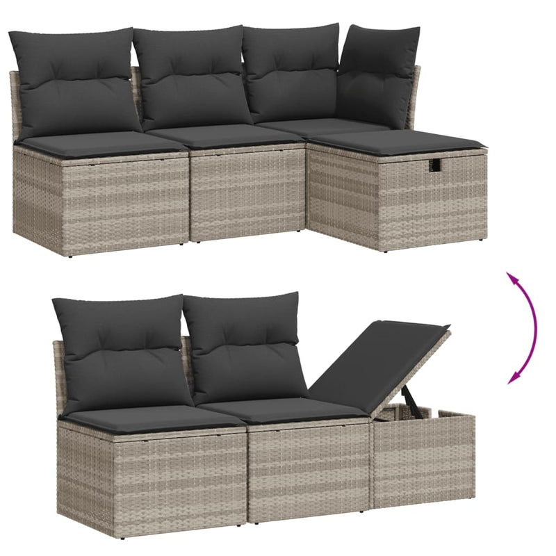 Set canapele de grădină cu perne, 6 piese gri deschis poliratan