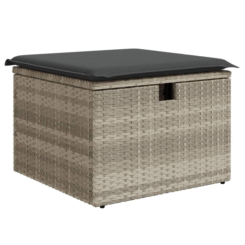 Set mobilier de grădină cu perne, 8 piese gri deschis poliratan