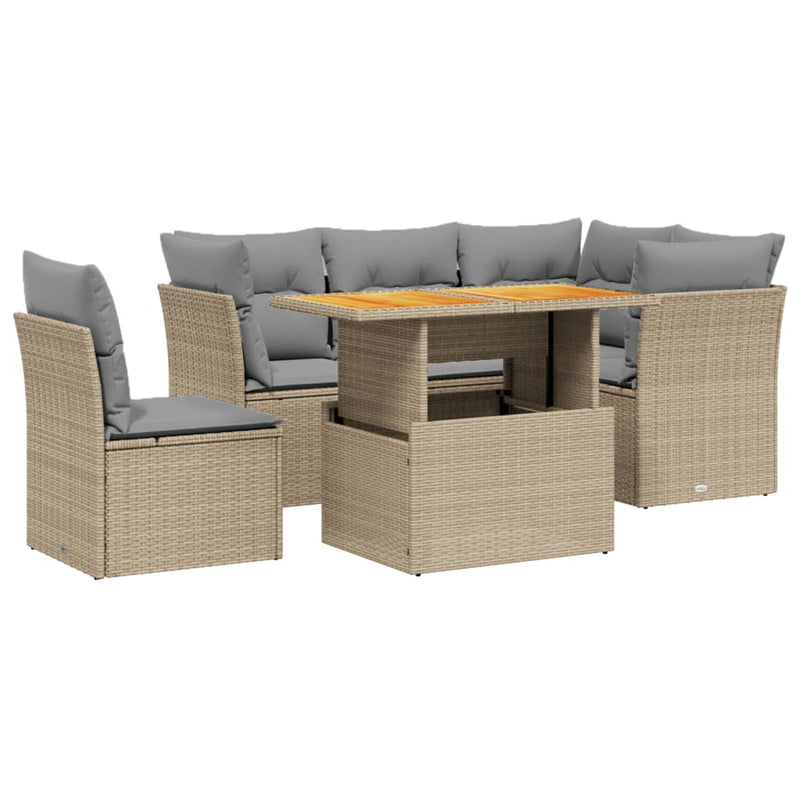Set canapele de grădină cu perne, 5 piese, bej, poliratan