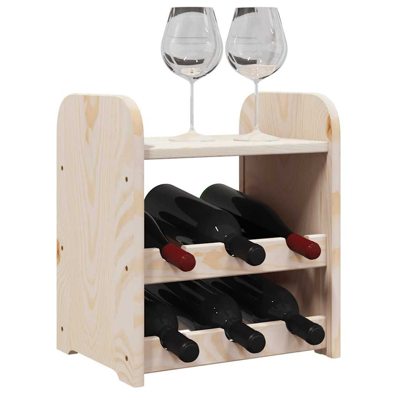 Suport pentru vin cu raft superior, 33x25x37 cm, lemn masiv pin