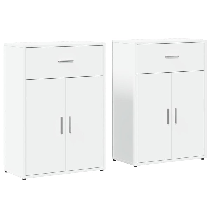 Dulapuri, 2 buc., alb, 60x30x84 cm, lemn prelucrat