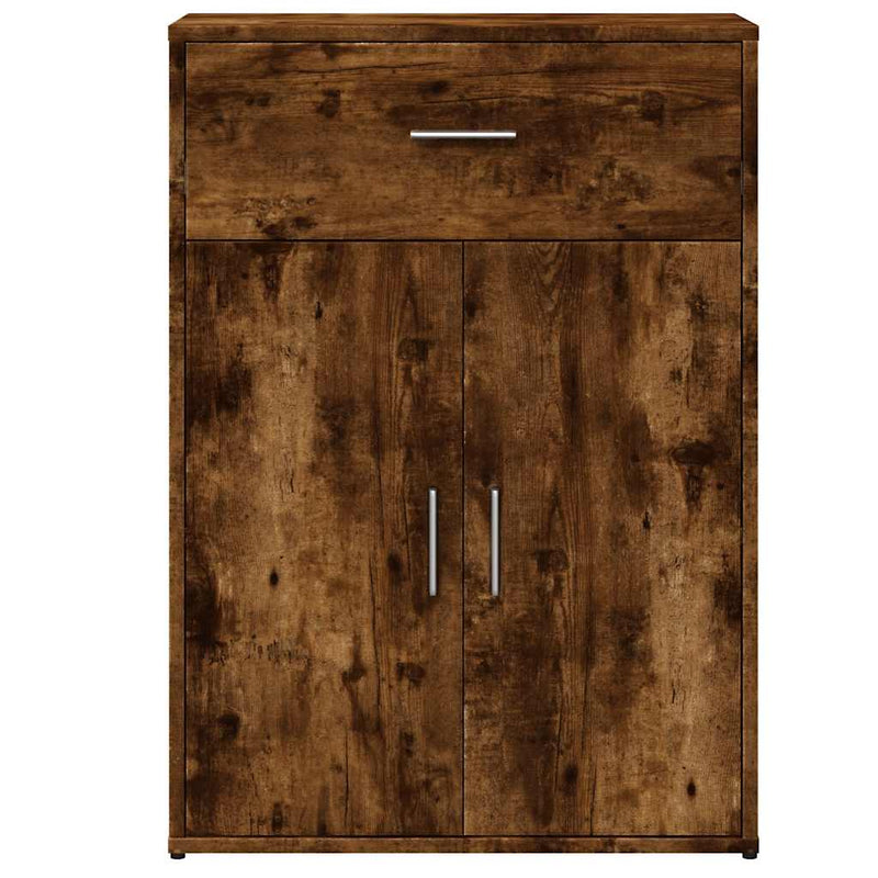Comode, 2 buc., stejar fumuriu, 60x30x84 cm, lemn compozit
