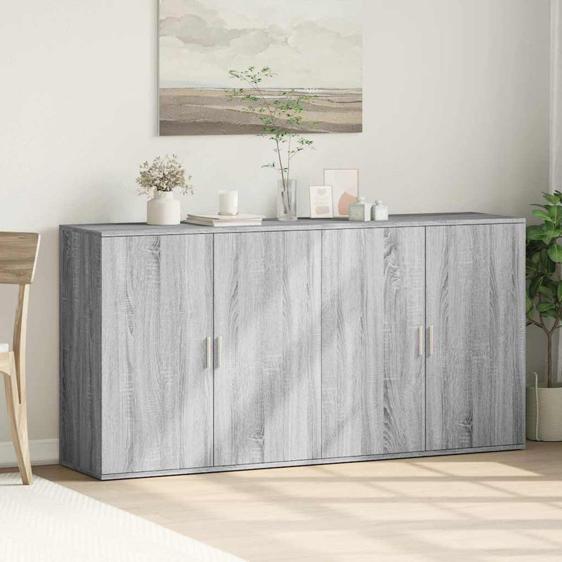 Comode, 2 buc., gri sonoma, 79x38x80 cm, lemn compozit