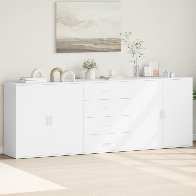 Servante, 3 piese, alb, lemn prelucrat
