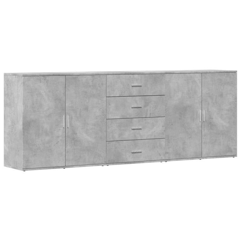 Servante, 3 piese, gri beton, lemn prelucrat