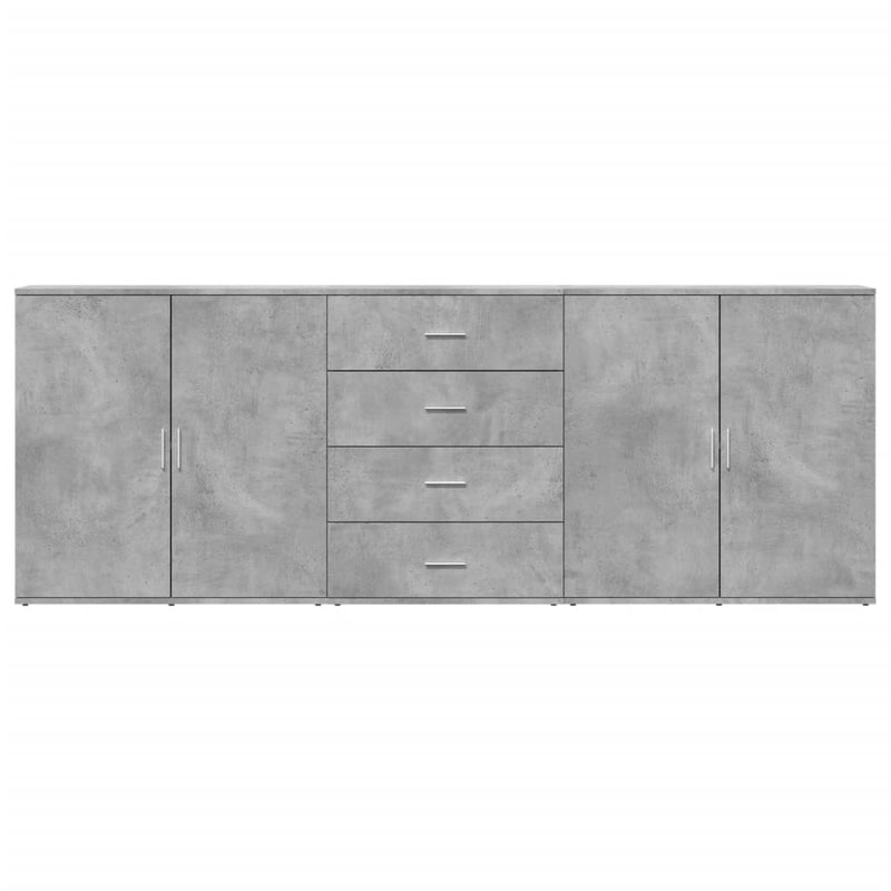 Servante, 3 piese, gri beton, lemn prelucrat