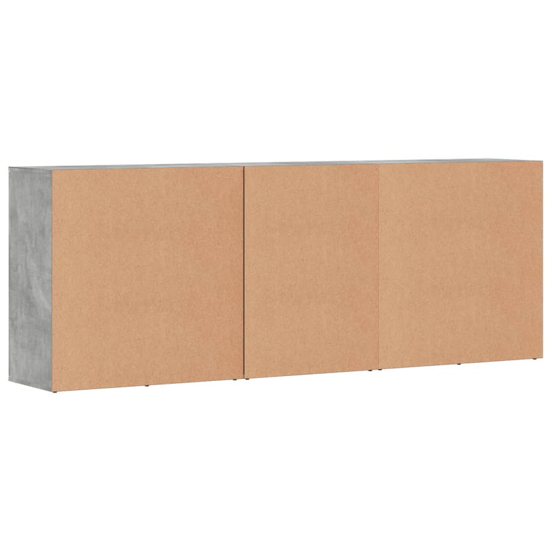 Servante, 3 piese, gri beton, lemn prelucrat