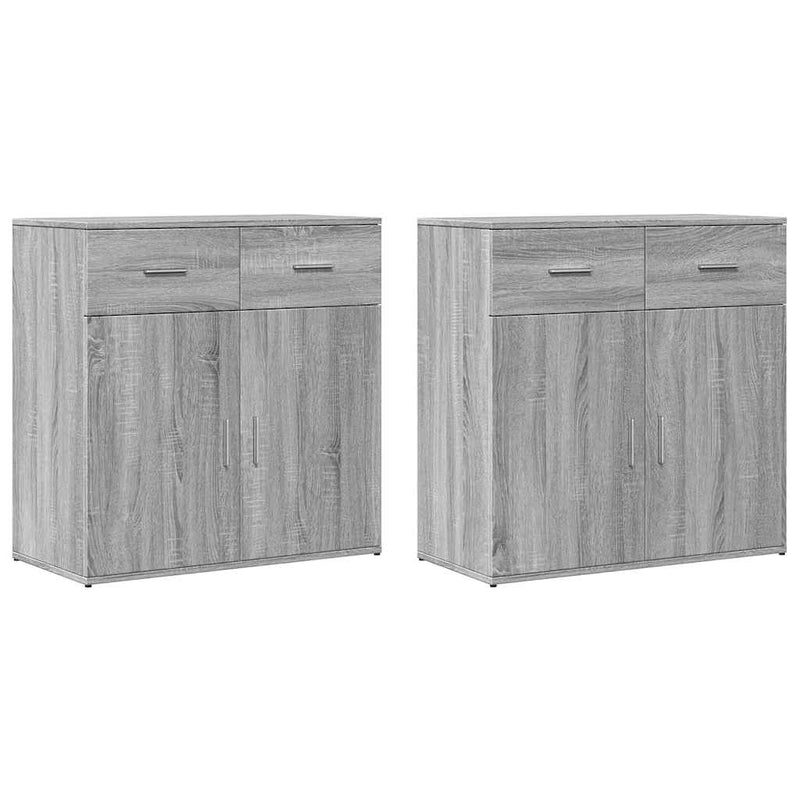 Comode, 2 buc., gri sonoma, 79x38x80 cm, lemn compozit