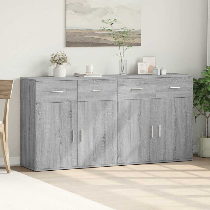 Comode, 2 buc., gri sonoma, 79x38x80 cm, lemn compozit