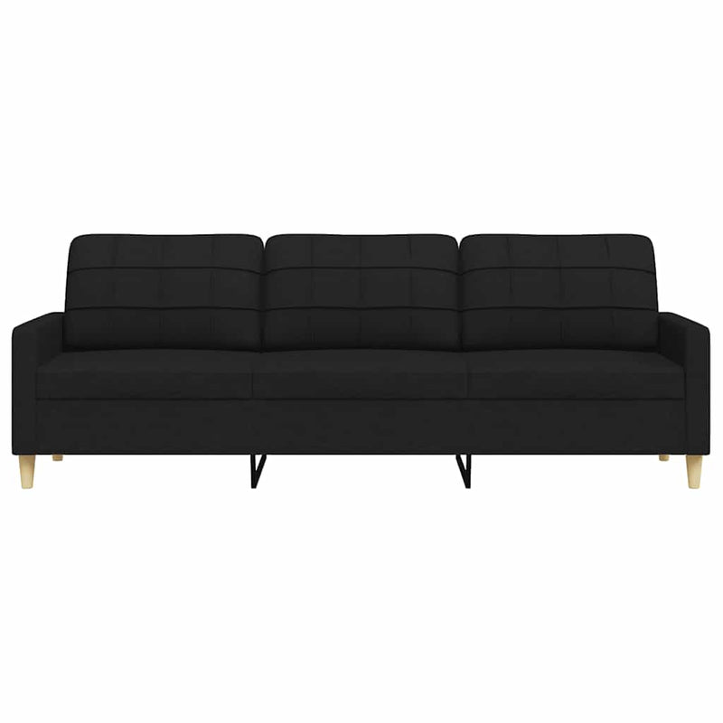 Canapea cu 3 locuri, negru, 210 cm, material textil