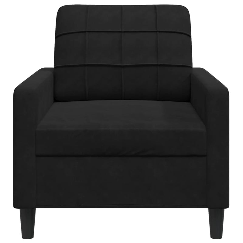 Fotoliu canapea, Negru, 60 cm, catifea