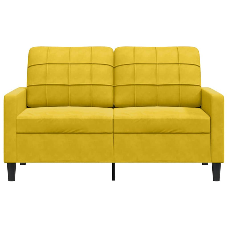 Canapea cu 2 locuri, galben, 120 cm, catifea