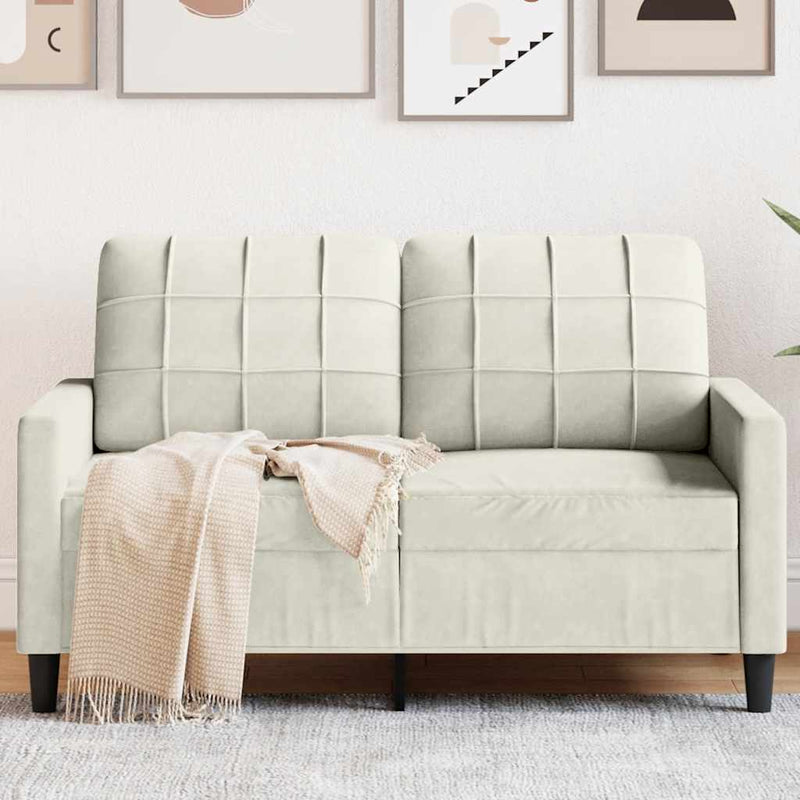 Canapea cu 2 locuri, crem, 120 cm, catifea