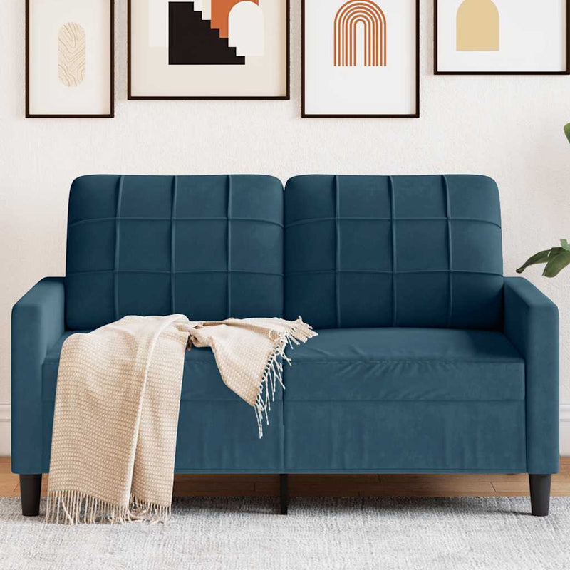 Canapea cu 2 locuri, albastru, 120 cm, catifea