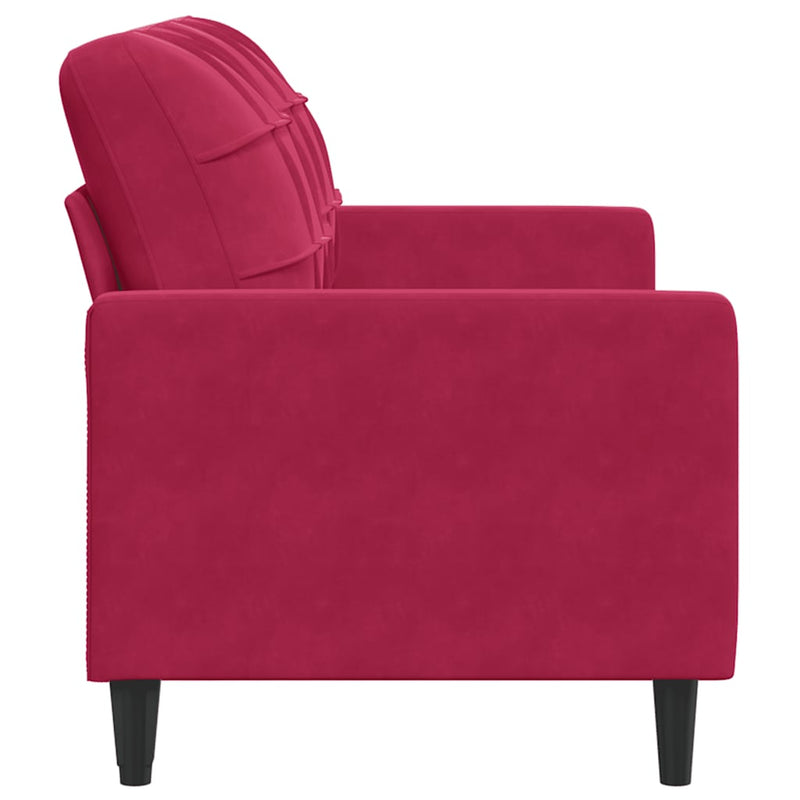 Canapea cu 2 locuri, roșu vin, 140 cm, catifea