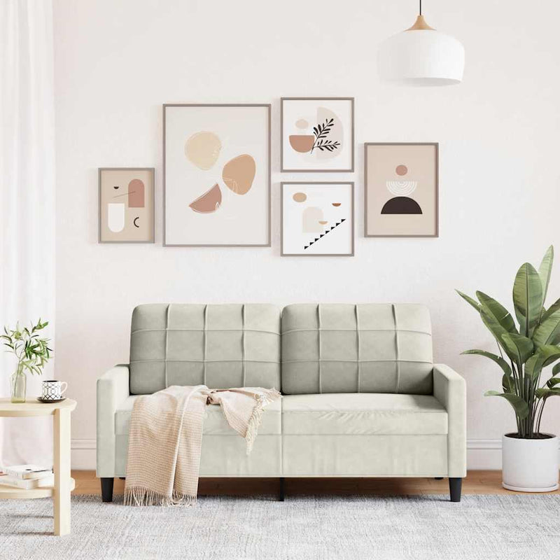 Canapea cu 2 locuri, crem, 140 cm, catifea
