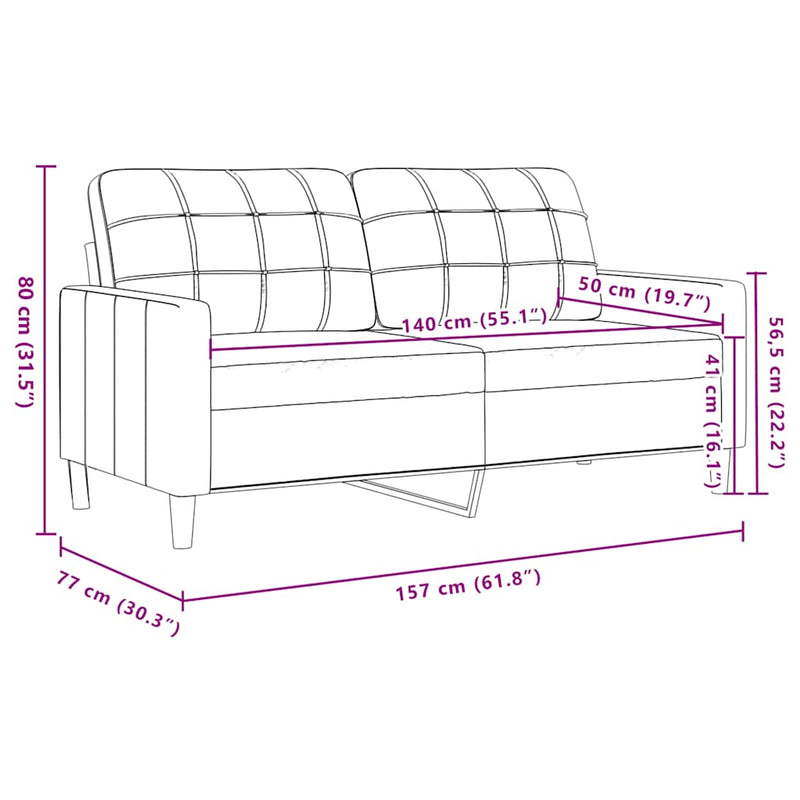 Canapea cu 2 locuri, crem, 140 cm, catifea