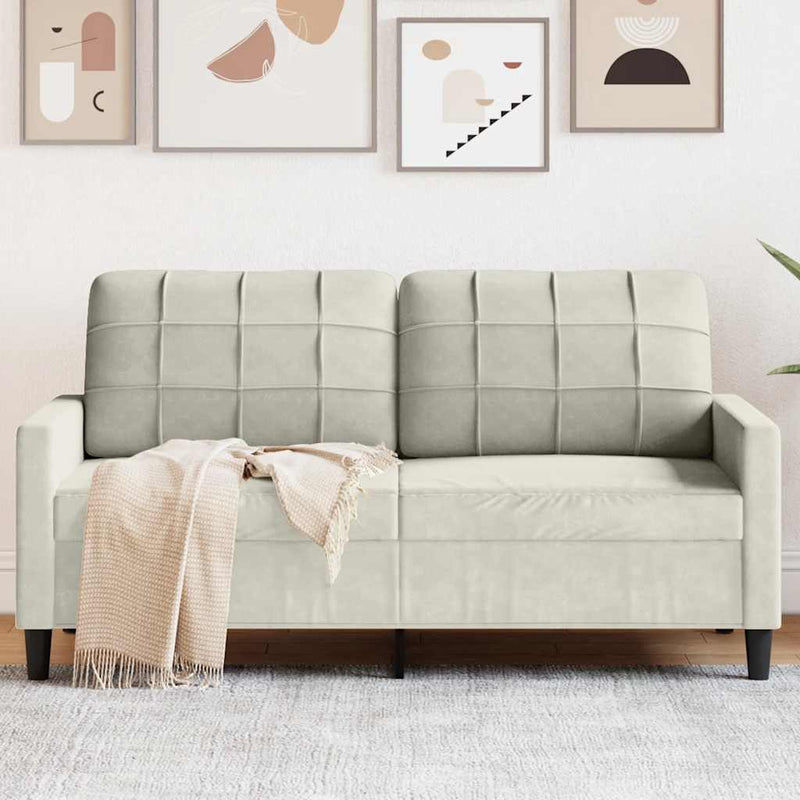 Canapea cu 2 locuri, crem, 140 cm, catifea