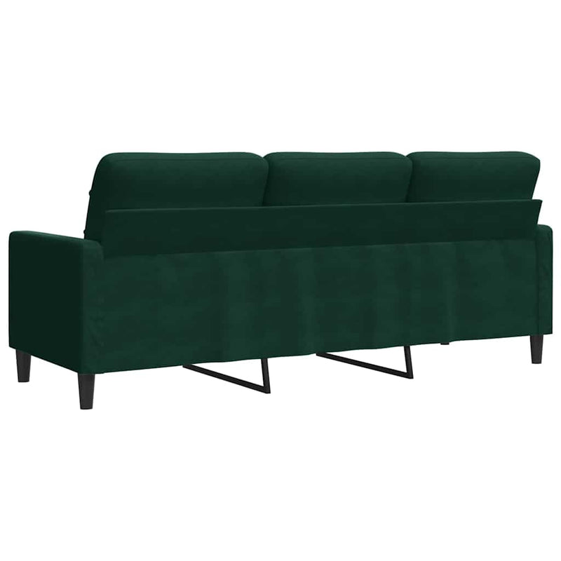 Canapea cu 3 locuri, verde închis, 180 cm, catifea