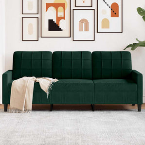 Canapea cu 3 locuri, verde închis, 180 cm, catifea
