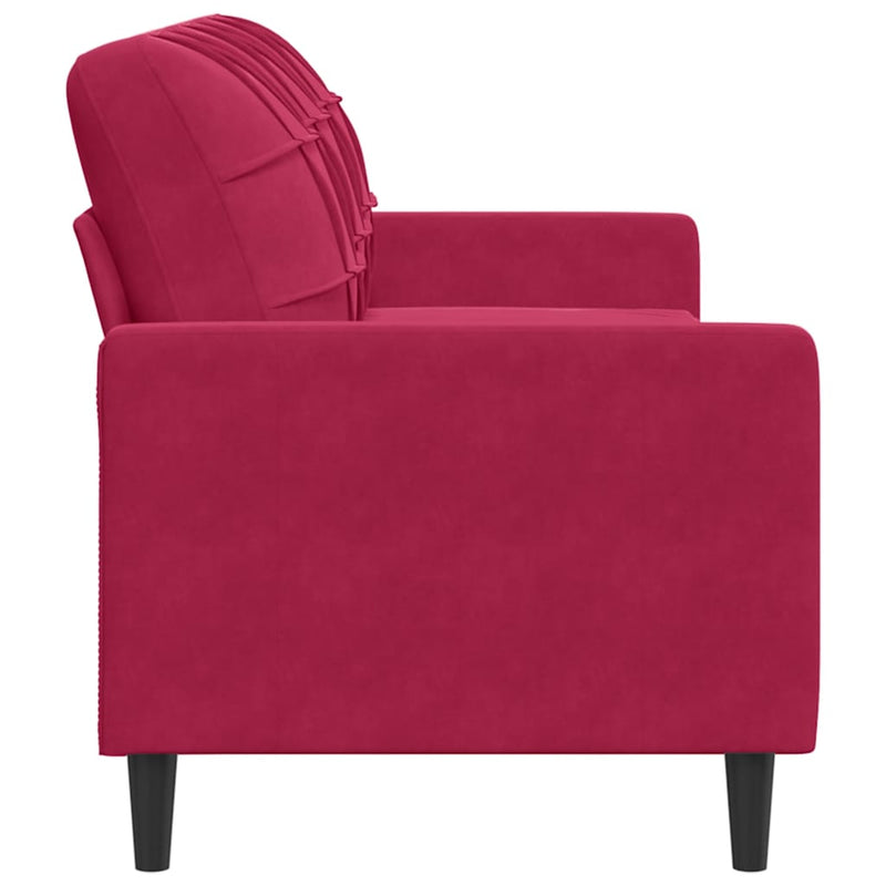 Canapea cu 3 locuri, roșu vin, 180 cm, material catifea