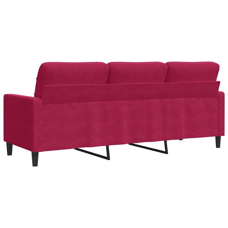 Canapea cu 3 locuri, roșu vin, 180 cm, material catifea