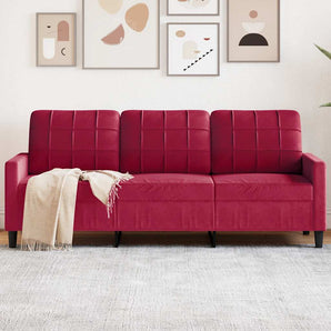 Canapea cu 3 locuri, roșu vin, 180 cm, material catifea