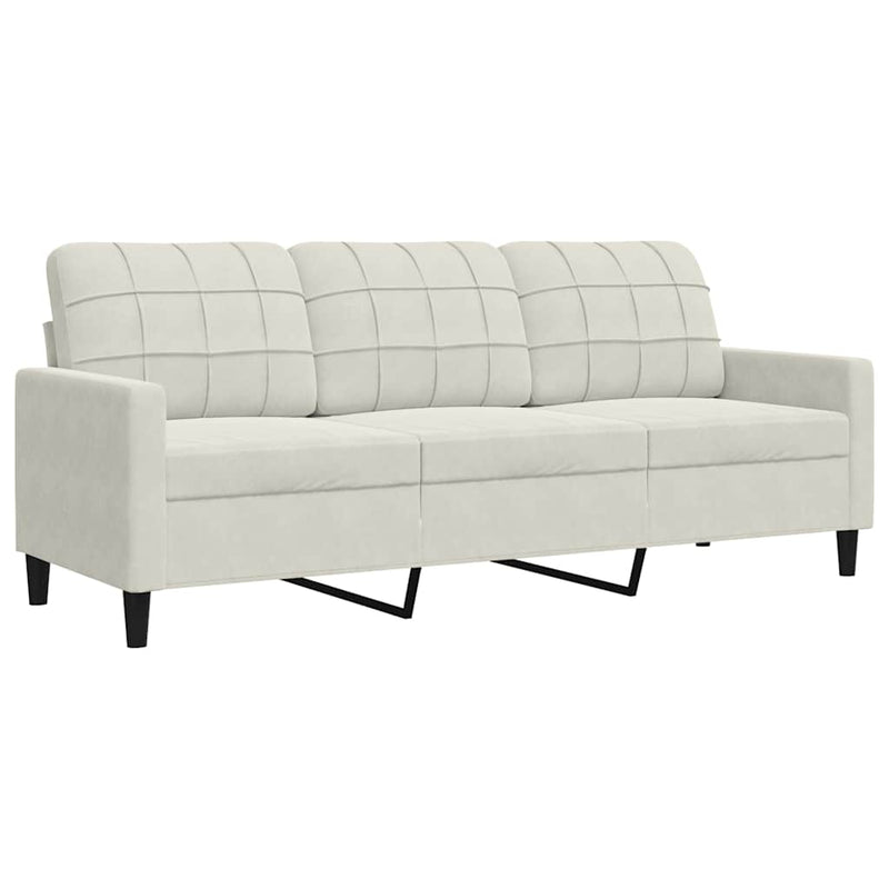 Canapea cu 3 locuri, crem, 180 cm, catifea
