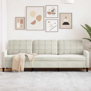 Canapea cu 3 locuri, crem, 210 cm, material catifea