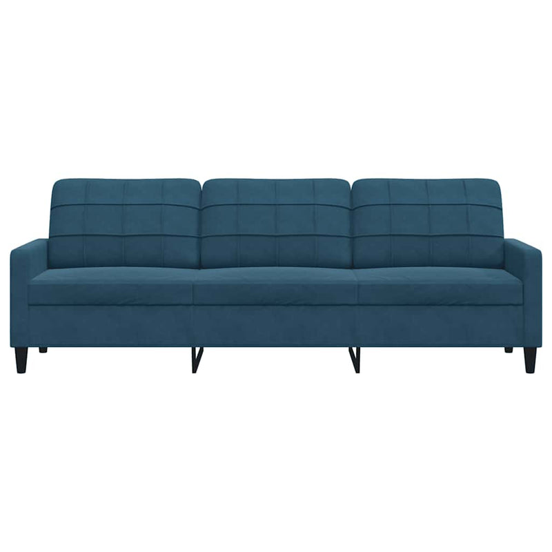 Canapea cu 3 locuri, Albastru, 210 cm, material catifea