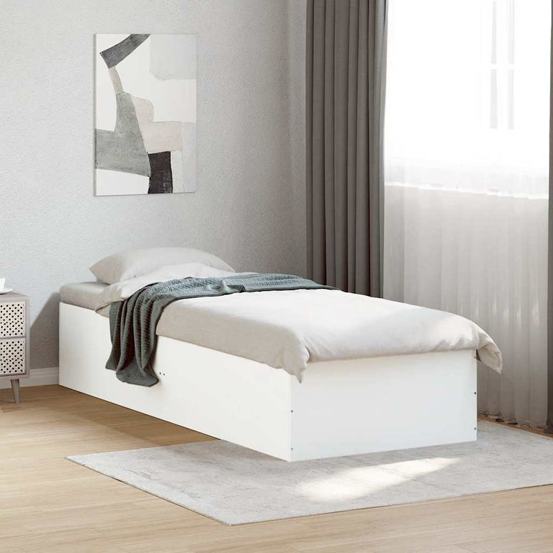 Cadru de pat, alb, 75x190 cm, lemn prelucrat