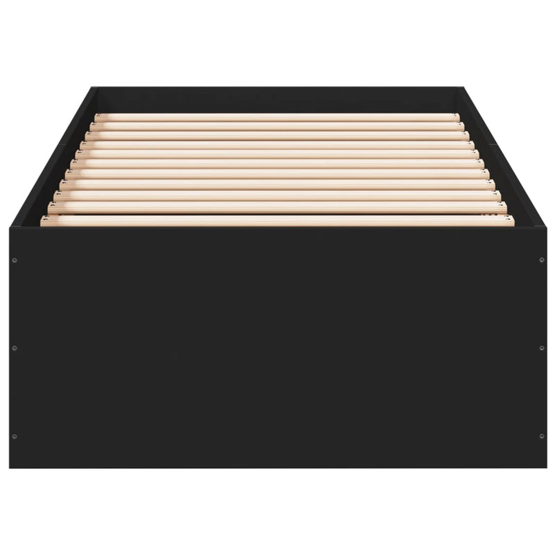 Cadru de pat, negru, 75x190 cm, lemn prelucrat