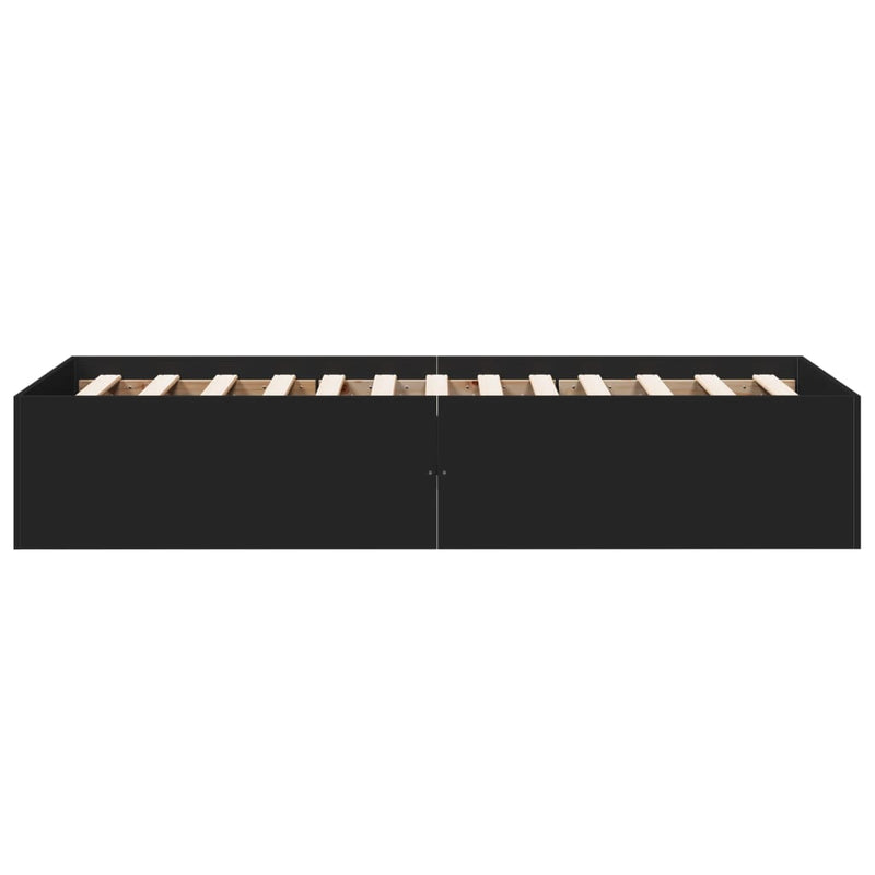 Cadru de pat, negru, 75x190 cm, lemn prelucrat