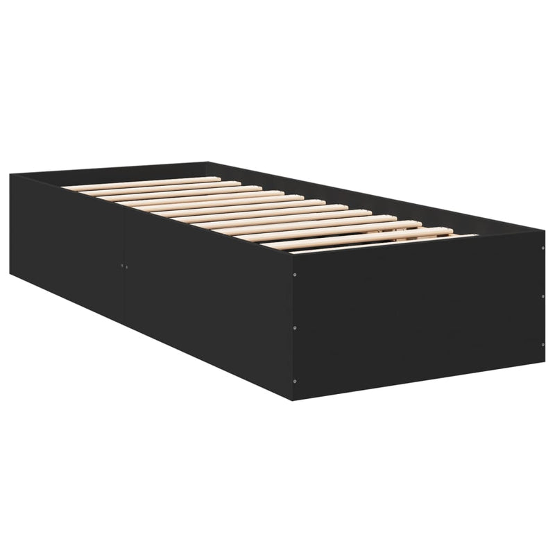 Cadru de pat, negru, 75x190 cm, lemn prelucrat