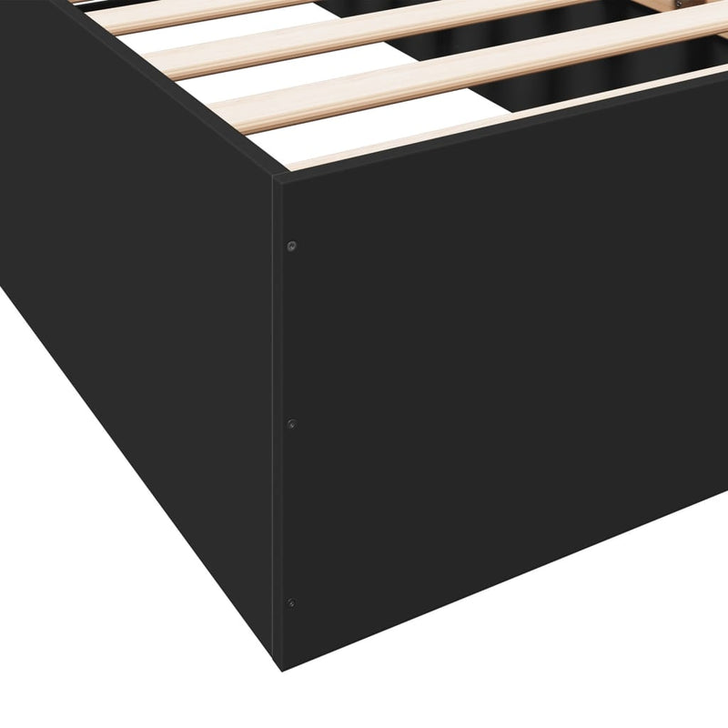Cadru de pat, negru, 75x190 cm, lemn prelucrat