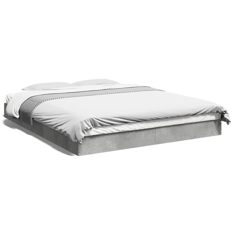 Cadru de pat, gri beton, 160x200 cm, lemn prelucrat