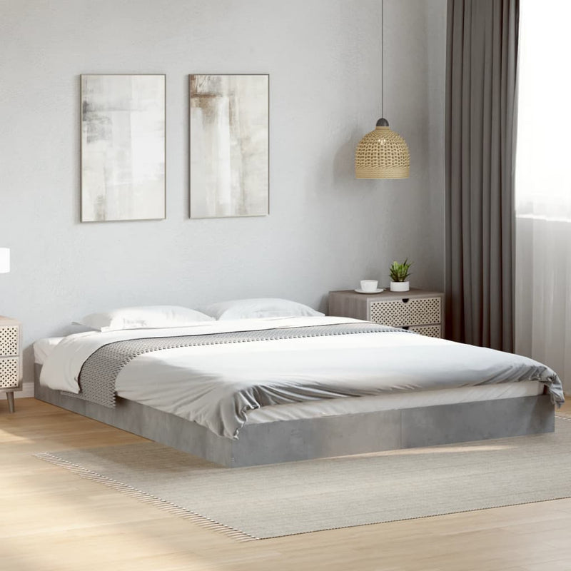 Cadru de pat, gri beton, 160x200 cm, lemn prelucrat