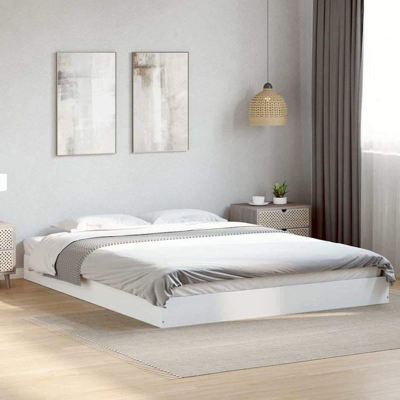 Cadru de pat, alb, 150x200 cm, lemn prelucrat