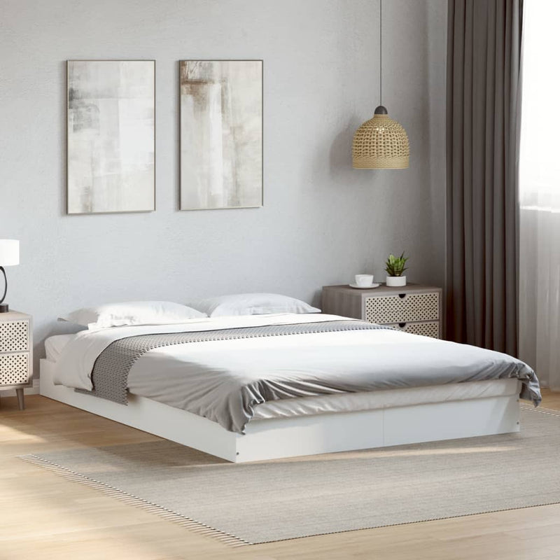 Cadru de pat, alb, 140x200 cm, lemn prelucrat