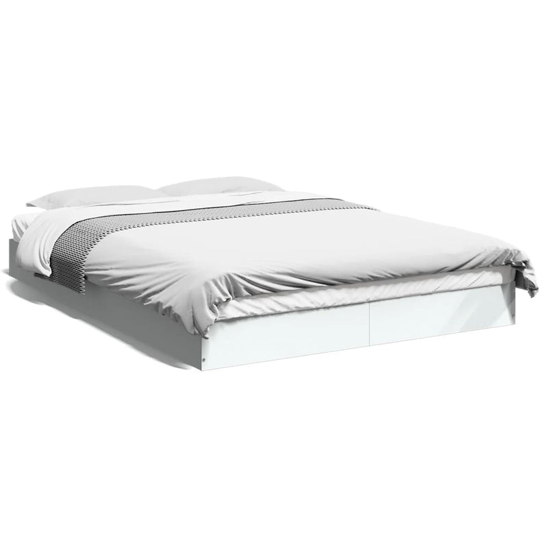 Cadru de pat, alb ,135x190 cm, lemn prelucrat