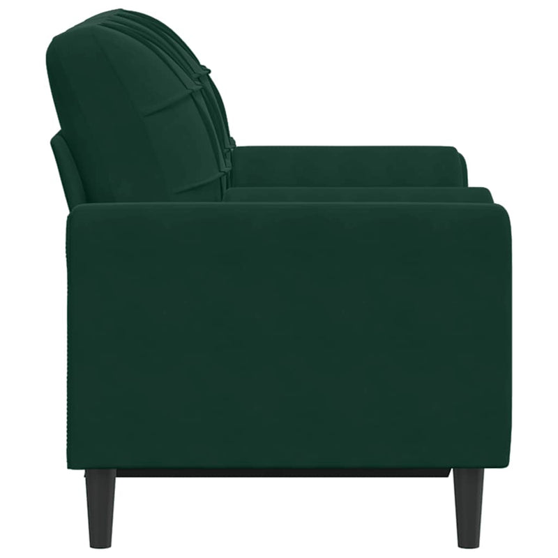 Canapea cu 2 locuri cu pernuțe, verde închis, 120 cm, catifea